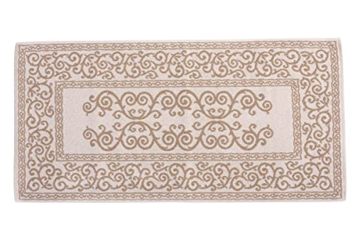 HomeLife - Rechteckiger Badteppich aus Baumwolle [Maße: 60 x 120] – Hochwertige Duschtüren, waschbar in der Waschmaschine – Dekoration Barock, Beige von HomeLife