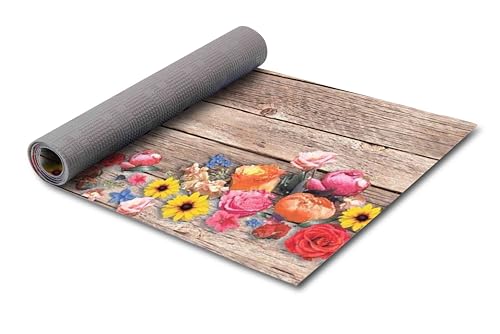 HomeLife PVC Küchenläufer waschbar & rutschfest | 52 × 100 cm | PVC Teppich Läufer für Küche, Flur & Bad | Polyester Teppich für Eingangsbereich Innen & Außenbereich | Design Blütenzauber von HomeLife
