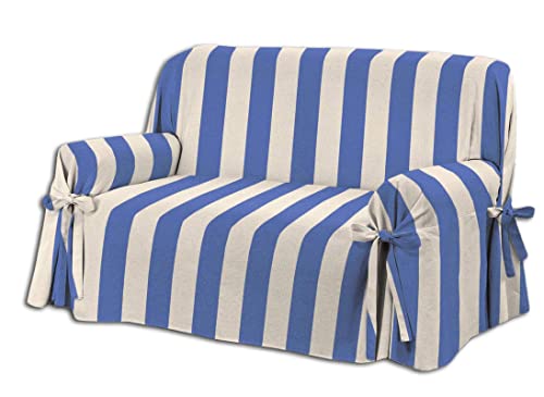 HomeLife Sofabezug für 3-Sitzer, Baumwolle mit Bindebändern, Überwurf für 3-Sitzer, mit Armlehnen, großes Sofaüberwurf zum Schutz vor Staub, Flecken und Abnutzung von HomeLife