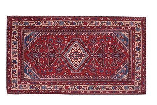 HomeLife Teppich im orientalischen Stil, 60 x 110 cm, Teppich aus Baumwolle für Wohnzimmer/Schlafzimmer/Wohnzimmer mit Rutschfester Unterseite, Digitaldruck, Orientaldruck, Rot von HomeLife