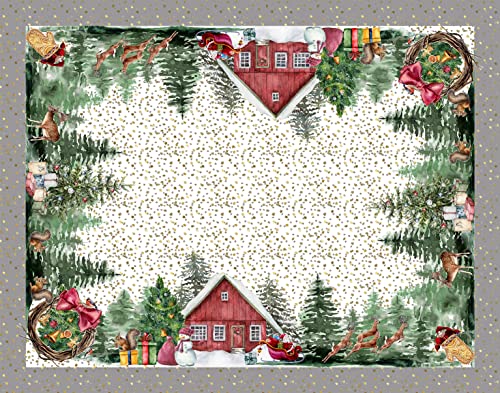 HomeLife Tischdecke für Weihnachten, quadratisch, Maße: 90 x 90 cm, hergestellt in Italien, Weihnachtstischdecke, 100% Cotton Winterdorf von HomeLife