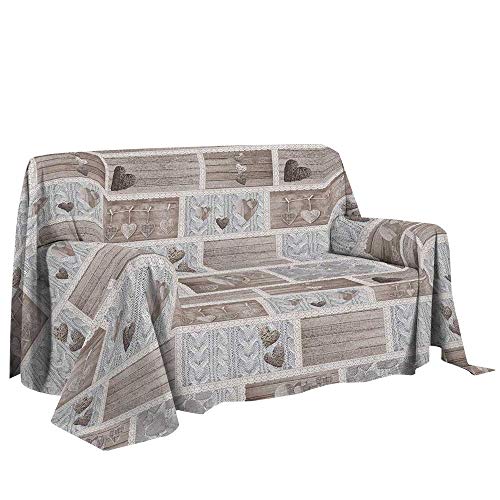 HomeLife - Überwurf Sofaüberwurf bunt Muster Shabby Chic [180 x 290 cm] - Mehrzweck-Überwurf aus Baumwolle - Granfoulard Sommer-Tagesdecke Einzelbett - Beige von HomeLife