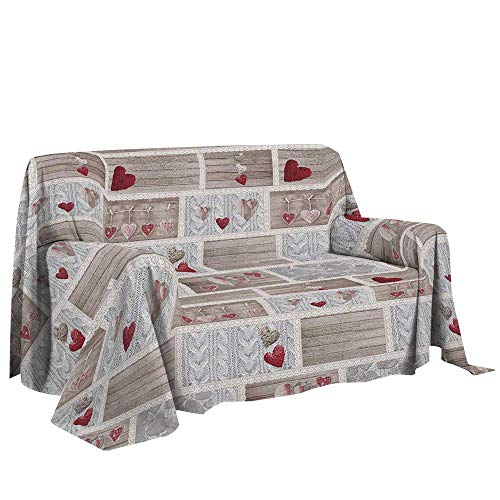 HomeLife - Überwurf Sofaüberwurf bunt Muster Shabby Chic [180 x 290 cm] - Mehrzweck-Überwurf aus Baumwolle - Granfoulard Sommer-Tagesdecke Einzelbett - Rot von HomeLife