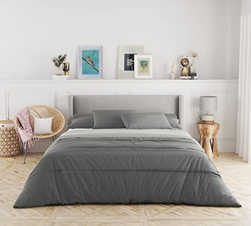 HomeLife Wendbare Tagesdecke für Einzelbett, 100 g, 180 x 250 cm, leichte Steppdecke für Doppelbett, Frühling und Herbst, leichte Decke für Einzelbett (hellgrau/dunkelgrau) von HomeLife