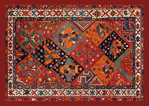 HomeLife Wohnzimmer Teppich und Teppiche Persisch/Orientalisch Bakhtiari Orange 154 x 220 cm | Kurzflor Wohnzimmerteppich mit Rutschfester Unterlage | Chenille Teppich mit Digitaldruck von HomeLife