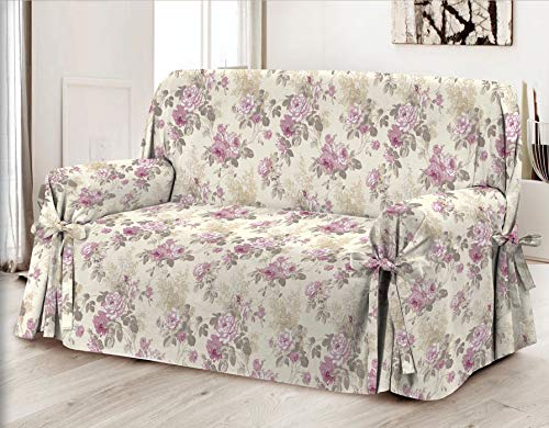 Homelife Sofabezug Rosa & Couch Überzug | weicher Sessel & Sofa Überzug & Sofaüberwurf Decke Blumenmuster | Sofa Überwurf aus angenehmer Baumwolle | schöne Sofa Cover Abdeckung von HomeLife