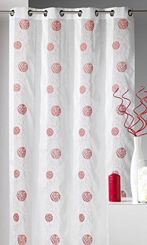 HomeMaison. com hm69806934 Vorhang Fantaisie gewebt Bestickt rund Polyester Elfenbein 140 x 240 cm von HomeMaison.com