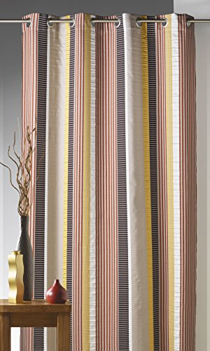 HomeMaison Vorhang aus Jacquard, senkrechte Streifen, Mandarine, 140 x 260 cm von HomeMaison.com