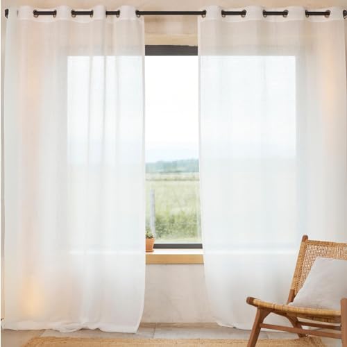 HomeMaison.com Etaminenvorhang, Leinen, Blickdicht, weiß, 140 x 260 cm von HomeMaison