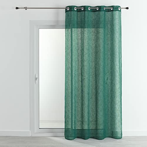 HomeMaison.com Vorhang, traditionell, einfarbig, Leineneffekt, Voile, Enteneiblau, 140 x 240 cm – Ösenvorhang silberfarben – blickdichte Gardine – Moderne Fenstergardine von HomeMaison.com