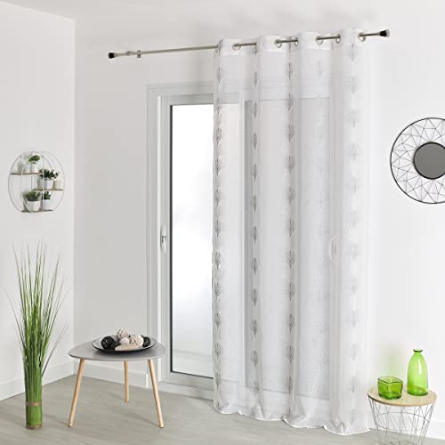 HomeMaison.com Gardine, Leinenoptik, Bestickt, 140 x 240 cm, silberfarben von HomeMaison.com