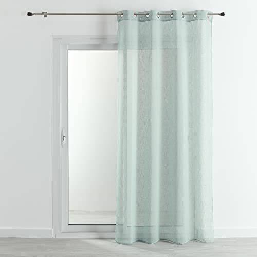 HomeMaison.com Traditioneller Vorhang, einfarbig, Leinenoptik, Voile, Aquamarin, 140 x 240 cm, Ösenvorhang, silberfarben, Blickdicht, modern von HomeMaison.com