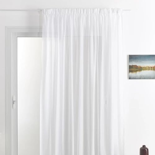 HomeMaison.com Gardine aus Polyester – Leinen – Verdunkelungsvorhang – Vorhang Weiß – Gardine 360 x 240 cm von HomeMaison.com