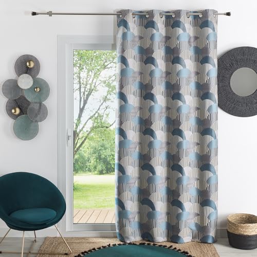 HomeMaison.com Möbelvorhang – Jaquard-Vorhang – Leinenvorhang – Verdunkelungsvorhang – Vorhang in Artikblau – Vorhang 140 x 260 cm von HomeMaison.com