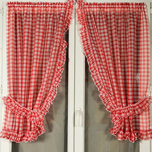 HomeMaison.com Normand Fenstervorhang, klein, 095 x 120 cm, Rot von HomeMaison.com