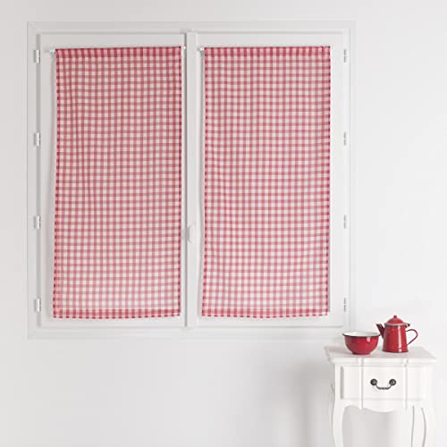 HomeMaison.com 1 Paar Scheibengardine, kariert, Normand – Rot – 055 x 120 cm von HomeMaison.com