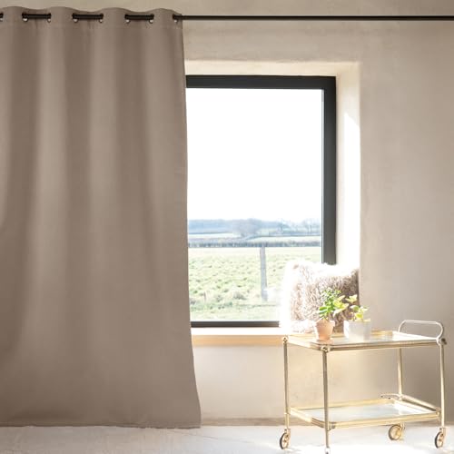 Home Maison Dekovorhang, Blickdicht, doppelseitig, Polyester, Taupe, 260 x 135 cm von HomeMaison.com