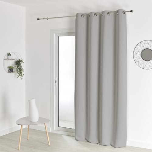 HomeMaison.com Verdunkelungsvorhang, feuerfest, M1, Polyester, perlgrau, 140 x 260 cm von HomeMaison.com
