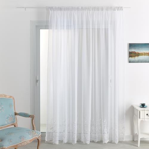 HomeMaison.com Vorhang, Bestickt, 240 x 240 cm, Weiß von HomeMaison.com