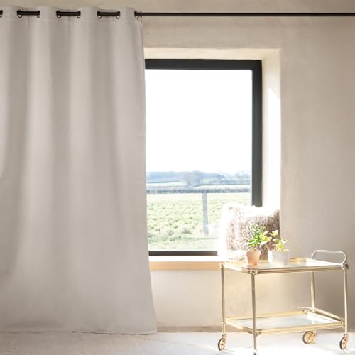 HomeMaison.com Vorhang, Blickdicht, schall- und Thermisch, doppelseitig, elfenbeinfarben, 135 x 260 cm, 8 runde Ösen, silberfarben, Fensterdekoration von HomeMaison.com