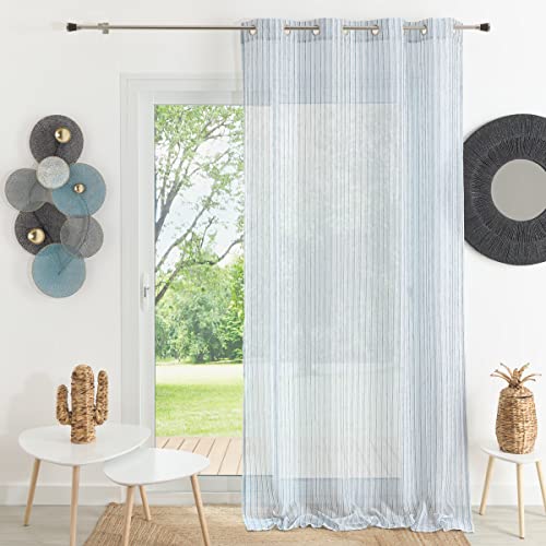 HomeMaison.com Vorhang, Leinenoptik, gestreift, zweifarbig, 140 x 260 cm, Blau von HomeMaison.com