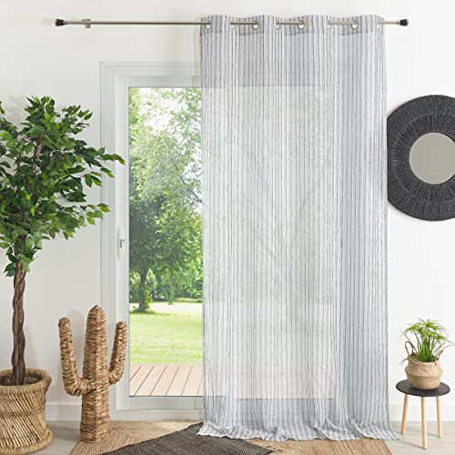 HomeMaison.com Vorhang, Leinenoptik, gestreift, zweifarbig, 140 x 260 cm, Schwarz von HomeMaison.com