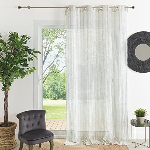 HomeMaison.com Vorhang, Leinenoptik, gestreift, zweifarbig, Khaki, 140 x 260 cm von HomeMaison.com