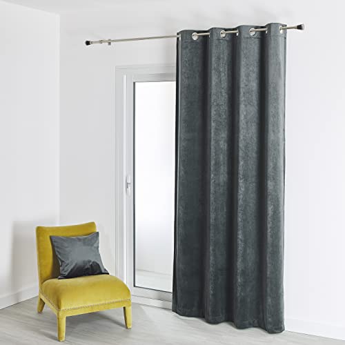 HomeMaison.com Vorhang, Samt, einfarbig, 135 x 260 cm, Anthrazit von HomeMaison.com