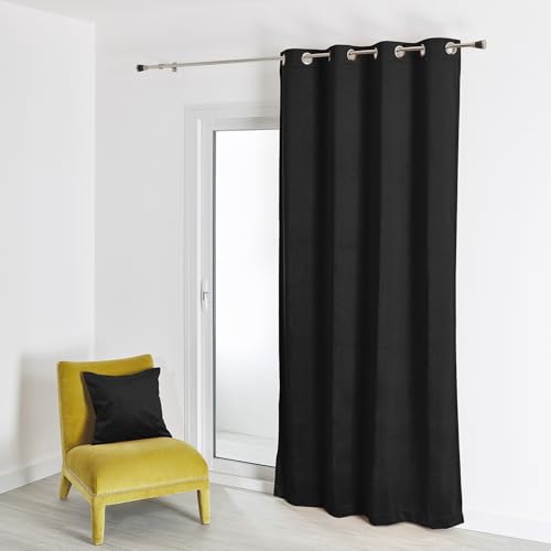 HomeMaison.com Vorhang, Samt, einfarbig, 135 x 260 cm, Schwarz von HomeMaison.com