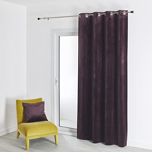 HomeMaison.com Vorhang, Velours, einfarbig, Pflaume – 135 x 260 cm von HomeMaison.com