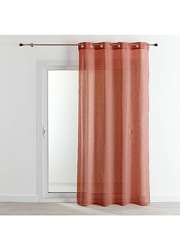 HomeMaison.com Vorhang, traditionell, einfarbig, Leinenoptik, Voile, Rosa, Tee, 140 x 240 cm – Ösenvorhang, silberfarben – blickdichter Vorhang – Moderne Gardine von HomeMaison.com