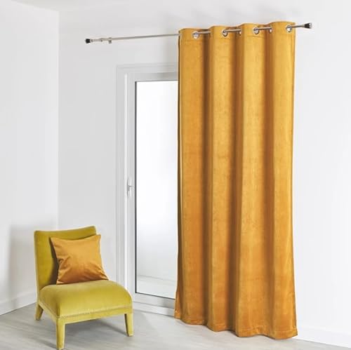 HomeMaison.com Vorhang Suedine – Vorhang Uni – Verdunkelungsvorhang – Vorhang Gelb Ocker – Vorhang 140 x 260 cm von HomeMaison.com