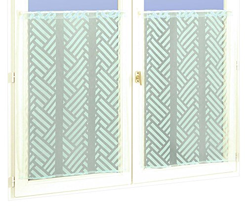 HomeMaison Fenstergardinen, Organza beflockt, Polyester, Wassergrün, 90 x 60 cm von HomeMaison