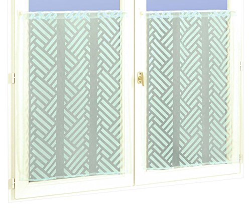 HomeMaison Fenstergardinen, Organza beflockt, Polyester, Wassergrün, 90 x 60 cm von HomeMaison