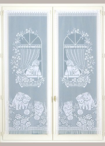 HomeMaison Scheibengardinen Fransen, Polyester, Weiß, 120 x 60 cm von HomeMaison