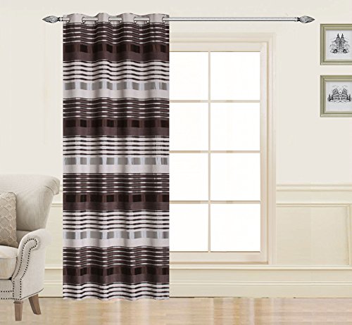 HomeMaison Vorhang gestreift Ösen, Polyester, Schokolade, 260 x 140 cm von HomeMaison