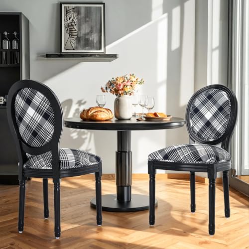 Barock Esszimmer Stuhl Französische Landhaus-Esszimmerstühle Barockstuhl Louis Barock Design gepolsterter Stuhl mit runder Rückenlehne Holz, Vintage Küchenstuhl für Küche Esszimmer 2er-Set Schwarz von HomeMiYN
