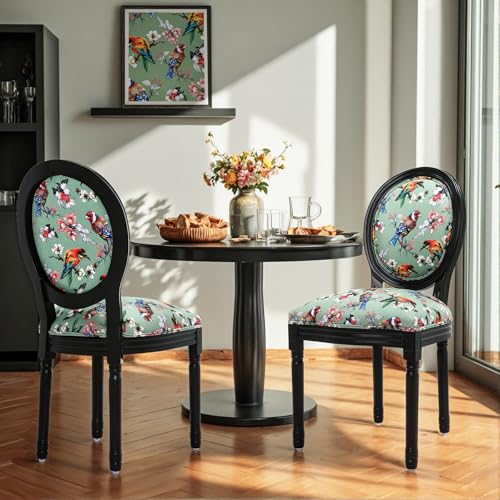 Barock Esszimmer Stuhl Französische Landhaus-Esszimmerstühle Barockstuhl Louis Barock Design gepolsterter Stuhl mit runder Rückenlehne Holz, Vintage Küchenstuhl für Küche Esszimmer 2er-Set Blau Barock Esszimmer Stuhl Französische Landhaus-Esszimmerstühle Barockstuhl Louis Barock Design gepolsterter Stuhl mit runder Rückenlehne Holz, Vintage Küchenstuhl für Küche Esszimmer 2er-Set Blau von HomeMiYN