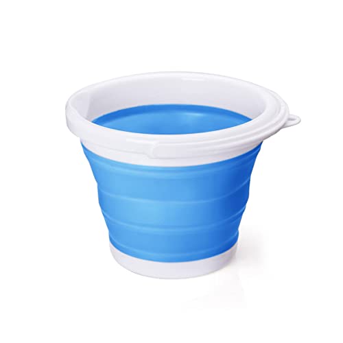 Falteimer Silikon Eimer 3L faltbar runder praktischer Eimer Tragbarer Wasserbehälter für Küche, zu Hause, Camping, Angeln, Autowäsche Blau von HomeMiYN