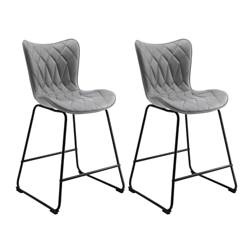 HomeMiYN Barhocker Barstühle mit Lehne Verschleißfest Kratzfest Grau 2er Set von HomeMiYN