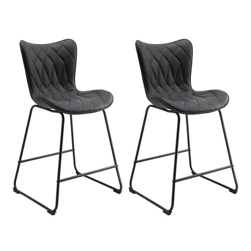 HomeMiYN Barhocker Barstühle mit Lehne Verschleißfest Kratzfest Schwarz 2er Set von HomeMiYN