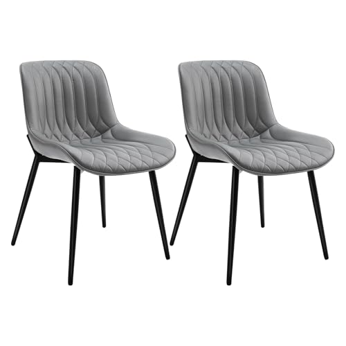 HomeMiYN Ledere Esszimmerstühle - Rutschfester Fuß/Tragfähigkeit 150kg/kippsicher/ergonomisch Küchenstühle/Bürostuhl Grau 2er Set von HomeMiYN