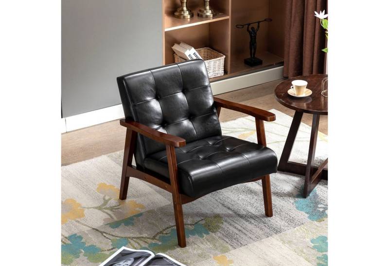HomeMiYN Loungesessel Retro Holzsessel Loungesessel Polsterstuhl Wohnzimmer mit Armlehnen, mit Holzfoben HomeMiYN Loungesessel Retro Holzsessel Loungesessel Polsterstuhl Wohnzimmer mit Armlehnen, mit Holzfoben von HomeMiYN