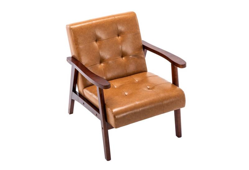 HomeMiYN Loungesessel Retro Holzsessel Loungesessel Polsterstuhl Wohnzimmer mit Armlehnen von HomeMiYN