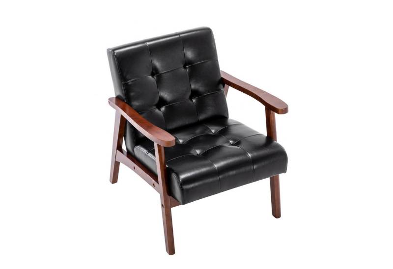 HomeMiYN Loungesessel Retro Holzsessel Loungesessel Polsterstuhl Wohnzimmer mit Armlehnen von HomeMiYN