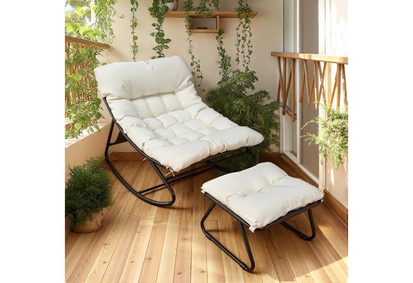 HomeMiYN Loungesessel Sessel wohnzimmer Gartenliege mit Wendekissen Loungesessel (2er set,bestehend aus sessel mit Gepolsterten Kissen), für kinder,2 erwachsene von HomeMiYN