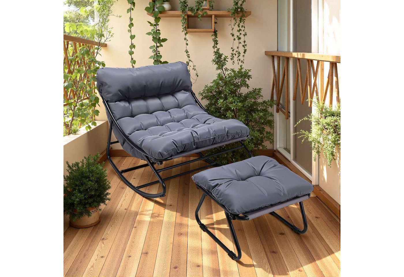 HomeMiYN Loungesessel Sessel wohnzimmer Gartenliege mit Wendekissen Loungesessel (2er set,bestehend aus sessel mit Gepolsterten Kissen), für kinder,2 erwachsene von HomeMiYN