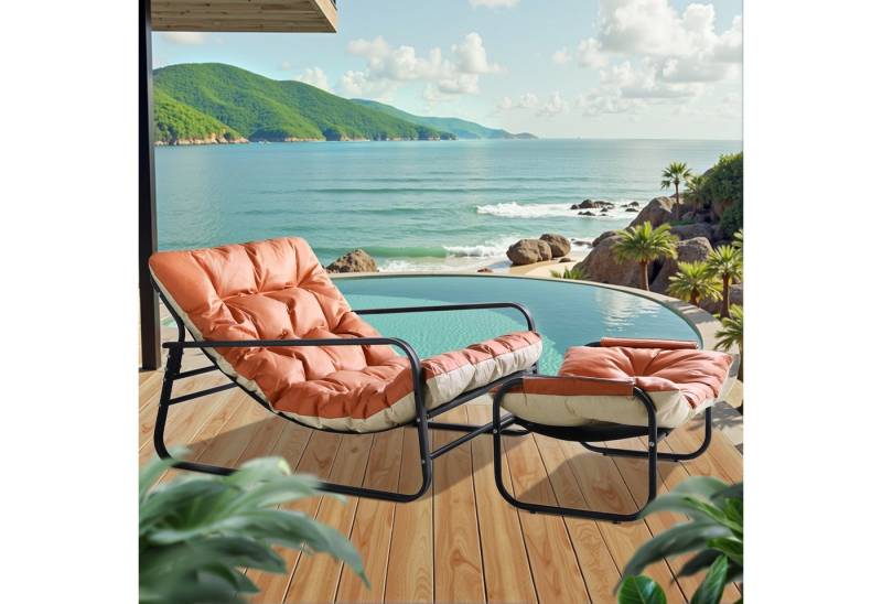 HomeMiYN Loungesessel Sessel wohnzimmer Gartenliege mit Wendekissen Loungesessel (2er set,bestehend aus sessel mit Gepolsterten Kissen), für kinder,2 erwachsene von HomeMiYN