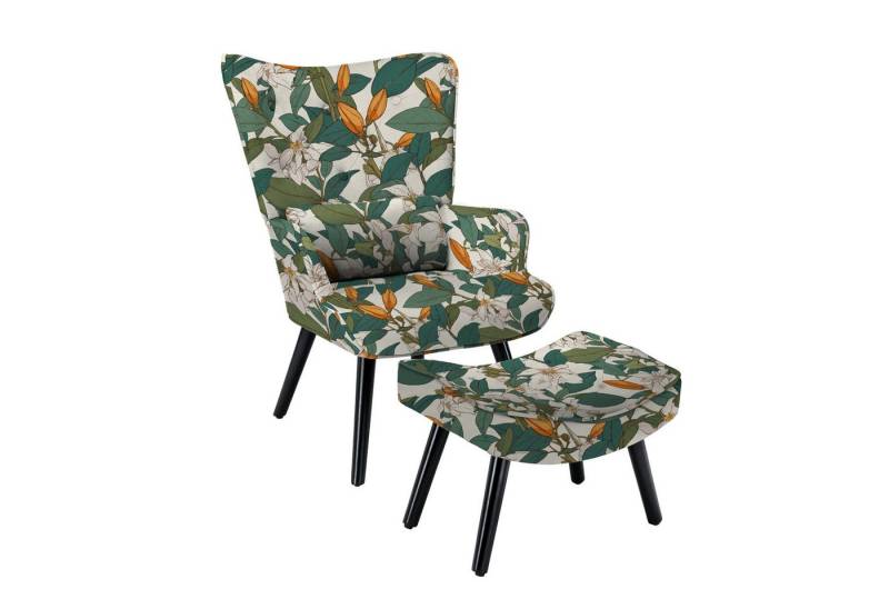 HomeMiYN Ohrensessel Relaxsessel Lehnstühle Patchwork Ohrensessel mit Hocker lesesessel, Chair von HomeMiYN