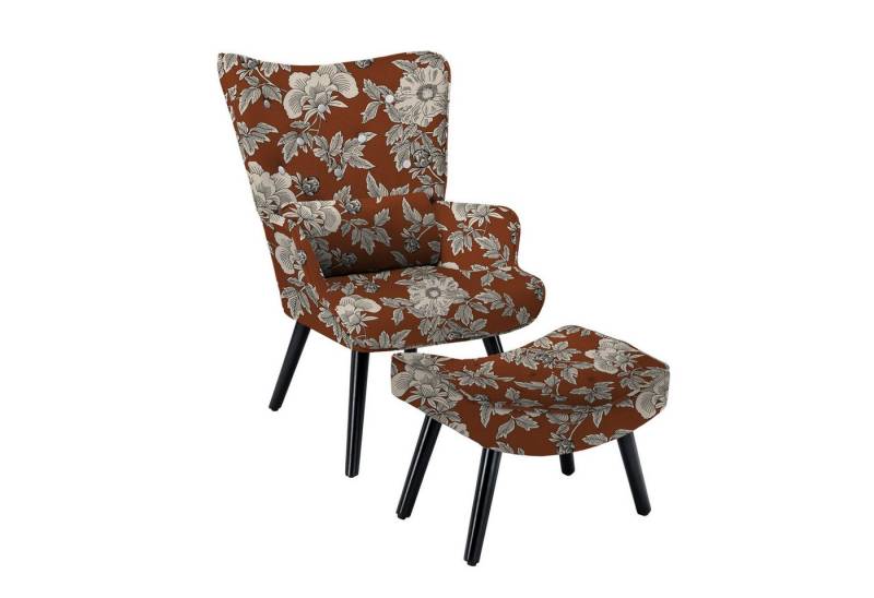 HomeMiYN Ohrensessel Relaxsessel mit Hocker Patchwork Sessel Ohrensessel Sessel Wohnzimmer von HomeMiYN